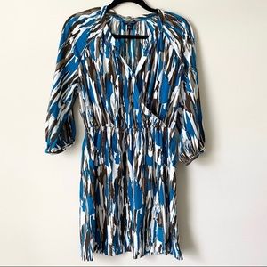 Banana Republic teal brown white abstract dress